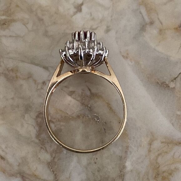 14K Natural Burmese Ruby & Diamond Cluster Ring - Picture 9 of 13